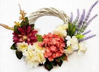 Wianek jesienny dekoracyjny na drzwi wieniec wiklinowy stroik kwiaty