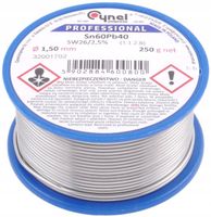 Cyna do lutowania z topnikiem SW26, Cynel, 1.5 mm, 250 g, CYNA 1.5/250