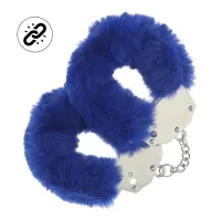 ouch! kajdanki fluffy granatowe z miękkim obszyciem heavy duty