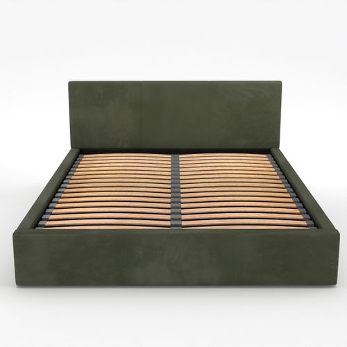 ŁÓŻKO TAPICEROWANE DO SYPIALNI 140x200 ŁÓŻKO PODWÓJNE Z POJEMNIKIEM KHAKI na Arena.pl