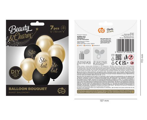 BUKIET BALONOWY B&C J. ZŁOTO-CZARNY STO LAT 7SZT GODAN na Arena.pl