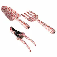 NARZĘDZIA OGRODOWE ZESTAW NARZĘDZI ŁOPATKA WIDŁY SEKATOR 3 szt czerwone