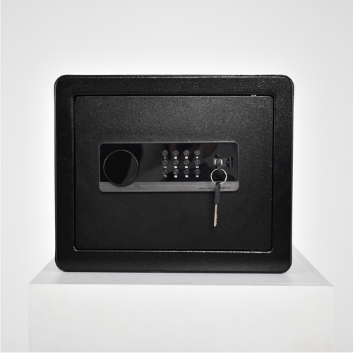 Pancerny Domowy Sejf z Zamkiem Elektronicznym i Kluczem 30x35x30 cm Czarny na Arena.pl