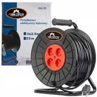 PRZEDŁUŻACZ BĘBNOWY BUDOWLANY 25M BEZPIECZNIK DŁUGI BĘBEN 3x2,5MM