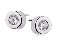 Delikatne rodowane srebrne kolczyki celebrytka kółka kółeczka cyrkonie srebro 925 KS0036E