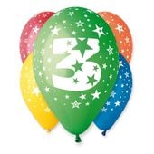 balon z nadrukiem cyfry "3" / 5szt.urodziny pastel
