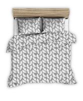 Pościel z kory 160x200 szara w białe piórka