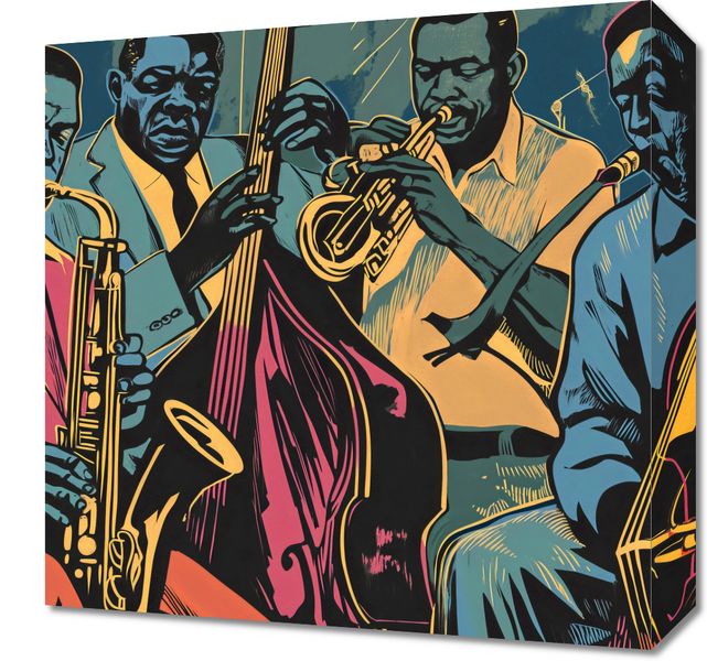 Obraz 40x40cm Jazzmani w Gazie zdjęcie 1