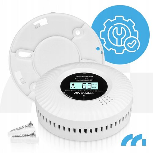CZUJNIK CZADU I DYMU DETEKTOR TLENKU WĘGLA CERTYFIKOWANY ALARM 2w1 LCD na Arena.pl