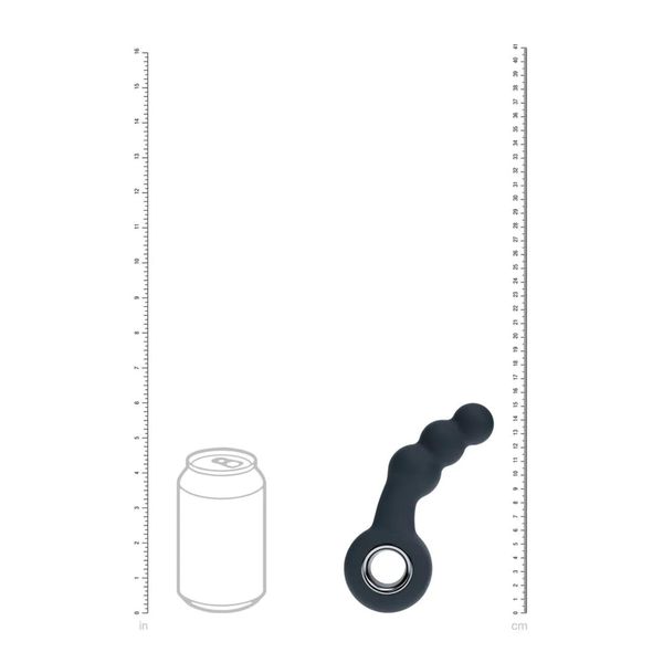 Vibrating Beaded Silicone Prostate Massager With Loop - Black zdjęcie 7