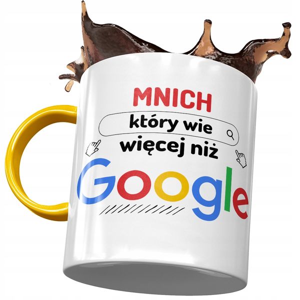 Kubek Żółty Dla Mnicha Mnich Który Wie Więcej Z Nadrukiem Ze Zdjęciem zdjęcie 1