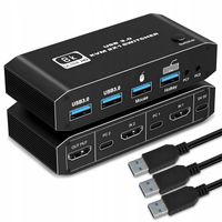 Przełącznik KVM HDMI 2.1 Konsola Switch 4K 120Hz 8K 2 4xUSB 3.0 2xPC 1Ekran