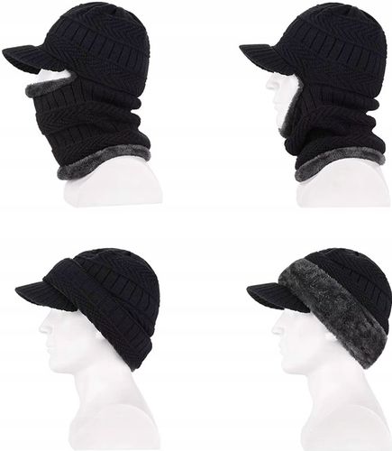 CZAPKA Z DASZKIEM UNIWERSALNA DWUWARSTWOWA GRUBA CIEPŁA KOMINIARKA ZIMOWA na Arena.pl