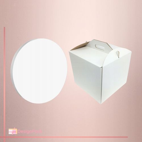 Pudełko na tort 30x30x28cm + Podkład 30 cm styrodurowy biały na Arena.pl