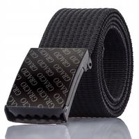 Męski Parciany Pasek Czarny Zaciskowa Klamra Metal Szeroki 125cm