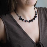 Naszyjnik onyks, spinel i hematyt złocony – srebro 925, ręcznie wykonany