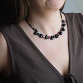 Naszyjnik onyks, spinel i hematyt złocony – srebro 925, ręcznie wykonany