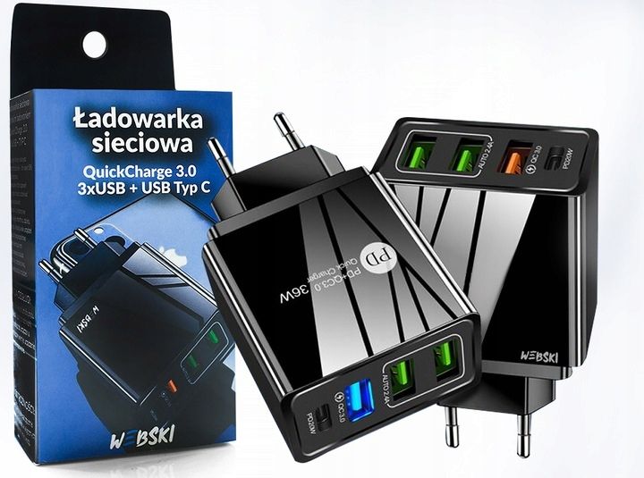 Zasilacz Ładowarka do Laptopa na TYP C + 3 x USB zdjęcie 2