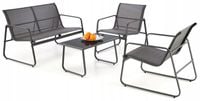 Zestaw mebli ogrodowych sofa + 2x fotel + ława szary Zenit