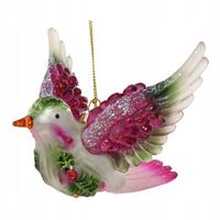 Szklana Zawieszka Choinkowa Kształtka Ptak z Brokatem