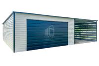 Garaż Blaszany 4x6m + Wiata 4m - Brama Uchylna Drzwi Dach spad w tył ID614