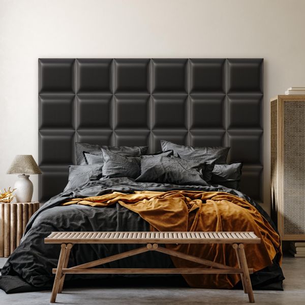 Panel Ścienny Tapicerowany Grafitowy EKO SKÓRA 3D 50cm x 50cm zdjęcie 3