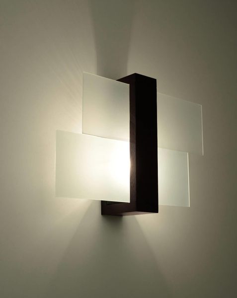 Kinkiet LAMPA ścienna SL.0075 szklana OPRAWA drewno wenge zdjęcie 2
