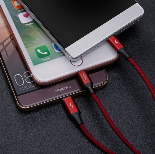 Kabel USB Baseus Rapid 3w1 Typ C / Lightning / Micro 3A 1,2M - czerwony na Arena.pl