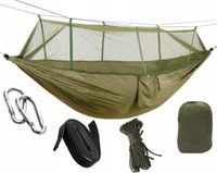 HAMAK TURYSTYCZNY OGRODOWY Z MOSKITIERĄ KEMPINGOWY MOCNY SURVIVAL
