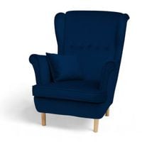 Granatowy Fotel Uszak + Poduszka GRATIS