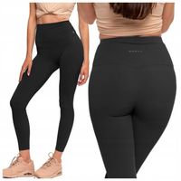 LEGGINSY SPORTOWE NA SIŁOWNIĘ MORAJ LYCRA FUNKCYJNE WYSOKI STAN CZARNE