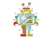 40X40CM ZEGAR NIEBIESKO ZIELONY ROBOT OBRAZ