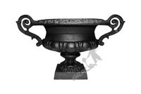 WAZON NR 4 ŻELIWNY Z KWADRATOWĄ PODSTAWĄ WZONIK DEKORACYJNY NA KWIATY RETRO