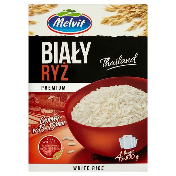 Melvit Premium Ryż biały 400 g (4 torebki) zdjęcie 1