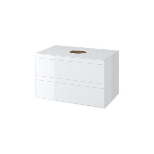 Finli szafka wisząca 80cm, podumywalkowa z blatem 2 szuflady, biały połysk na Arena.pl