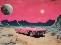 Plakat 100x75cm Kabriolet W Kosmosie