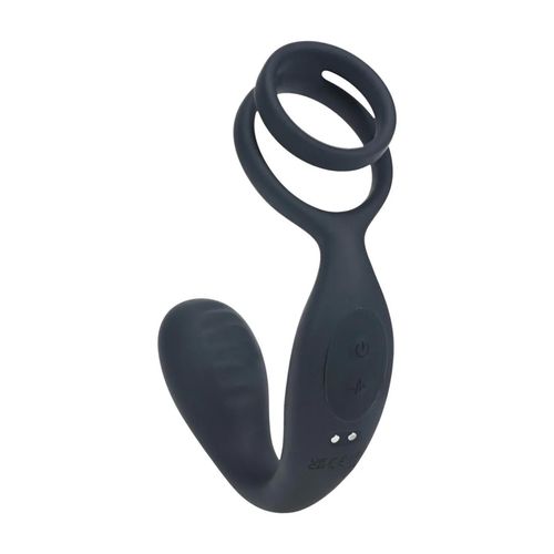 Vibrating Silicone Prostate Stimulator With Cock And Ball Ring - Black na Arena.pl