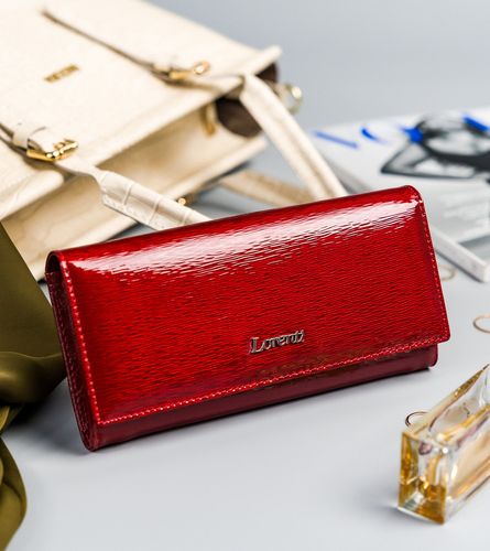 podłużny, lakierowany portfel damski ze skóry naturalnej - lorenti na Arena.pl