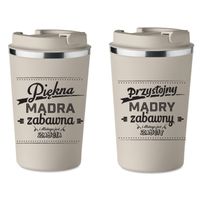 Komplet 2 KUBKÓW TERMICZNYCH beżowy WALENTYNKI ŚLUB prezent ZAJĘTY KT_326