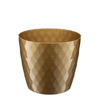 Doniczka osłonka plastikowa CRISTAL 14 cm złoty połysk wzór karo romby