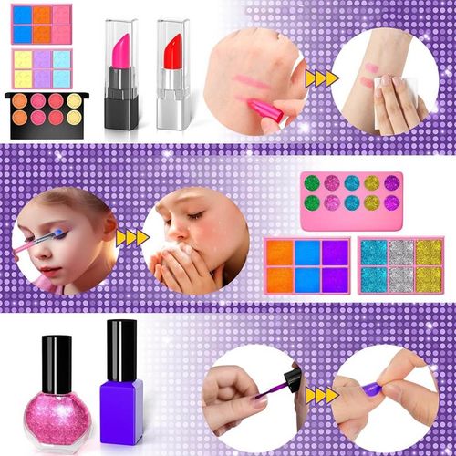 ZESTAW KUFEREK KOSMETYKÓW DO MAKIJAŻU I PAZNOKCI DLA DZIECI PREZENT 52PCS na Arena.pl