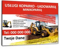 TABLICZKA REKLAMOWA szyld z dibondu nadruk 40x30 USŁUGI KOPARKO ŁADOWARKĄ