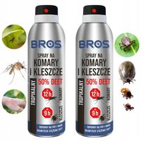Spray Na Komary i Kleszcze 50 % Deet 90 ml SKUTECZNY DO 12H Bros x 2 sztuki