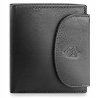 Mały Skórzany portfel damski STEVENS RFID Czarny Skóra Naturalna RFID