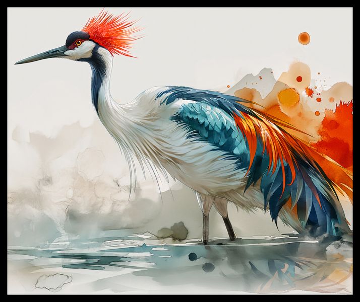 Plakat 60x50cm Żuraw w Akwareli zdjęcie 2