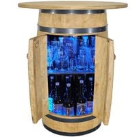 Stojak na alkohol beczka drzwiczki rozkładany blat oświetlenie LED RGB bar