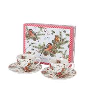 FILIŻANKI DO ESPRESSO ZE SPODKAMI DUO ŚWIĘTA GAŁĄZKI PTAKI 90 ML X 2 SZT