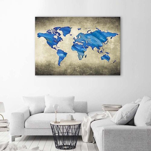 Emaga Obraz na płótnie, Niebieska mapa świata - 60x40 na Arena.pl