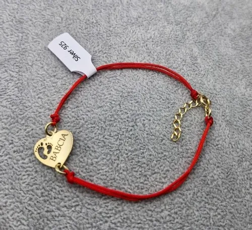 BRANSOLETKA SREBRO ZŁOCONE SERCE STÓPKI GRAWER na Arena.pl