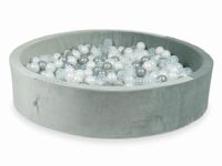 Suchy basen z piłeczkami 600 sztuk 130x30 Velvet szary (przezroczyste, perłowe, srebrne)